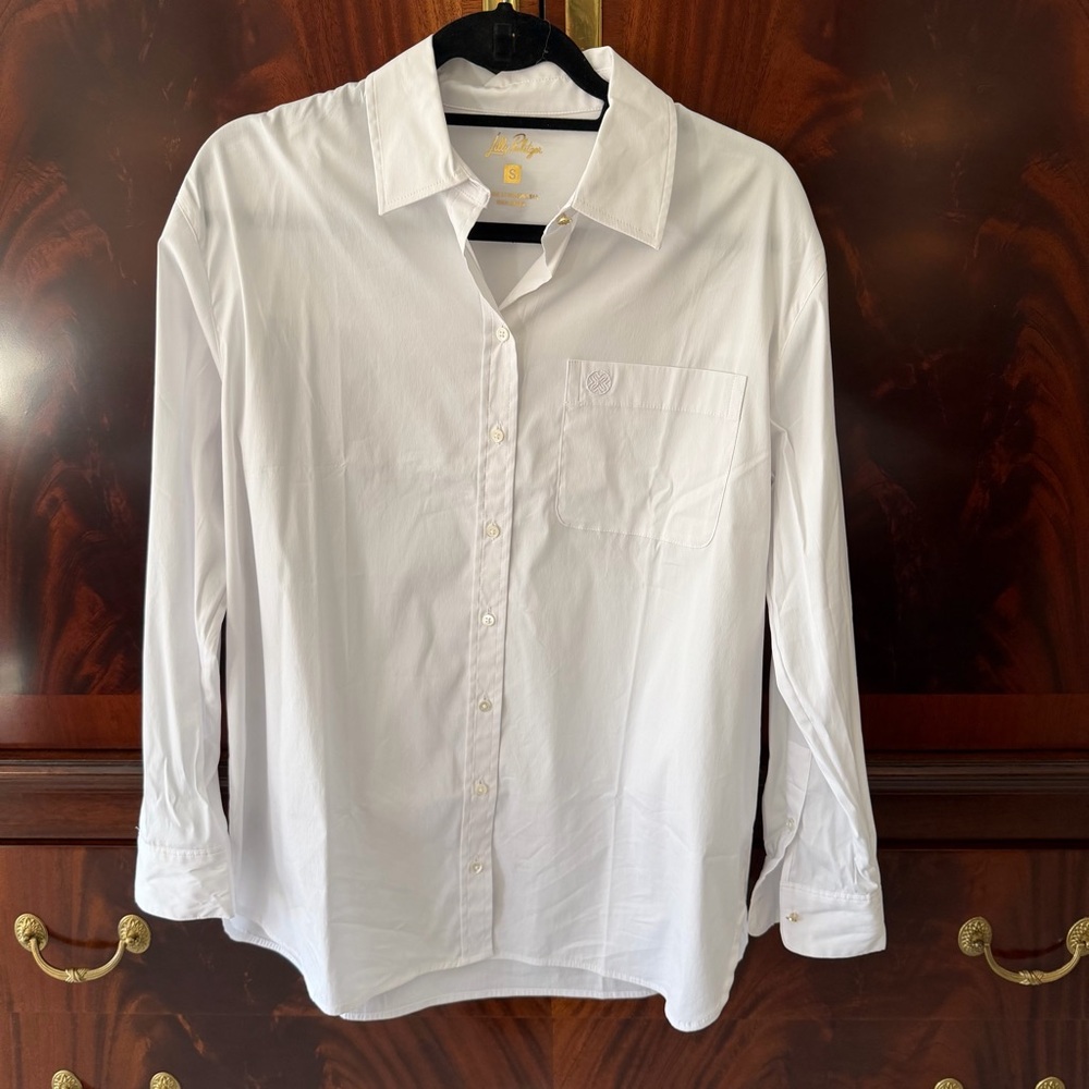 Lilly Pulitzer Relaxed Lilly Shirt Resort White Size Small NWT - Picture 9 of 16